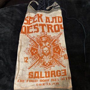 Salvage Clothing Orange Rhinestone Embellished Seek & Destroy Lace Up Dress